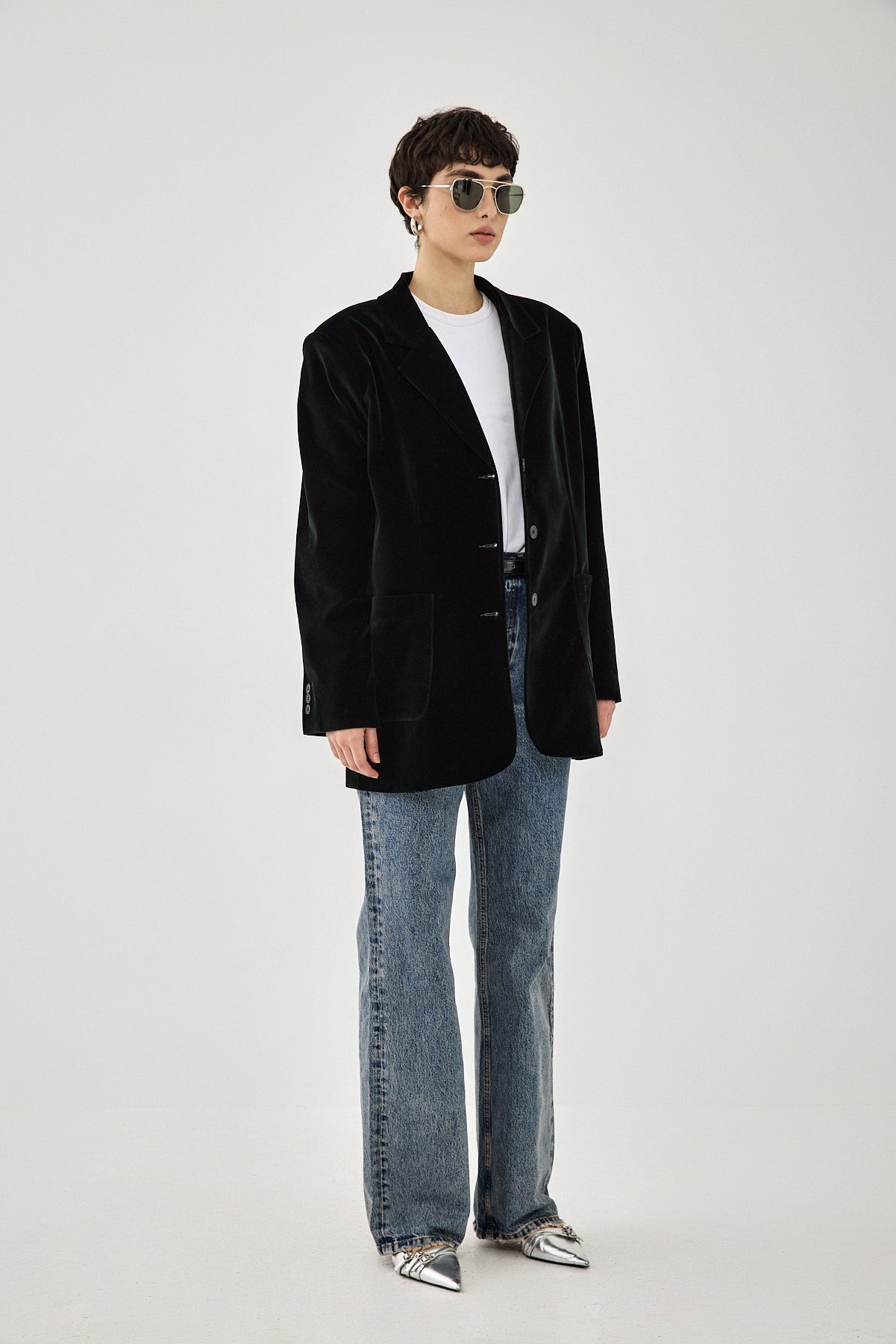 Oversized Rigid Velvet Blazer - Dé Rococo