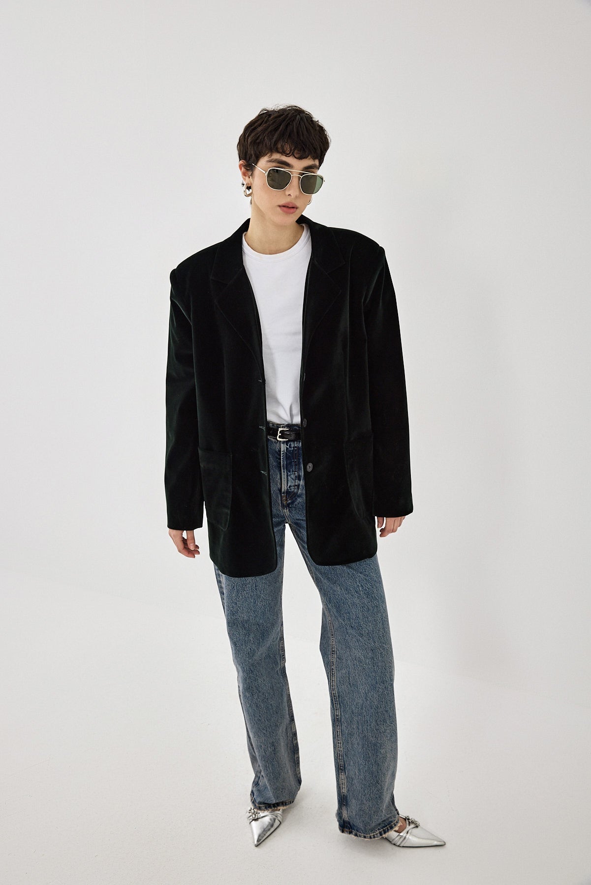 Oversized Rigid Velvet Blazer - Dé Rococo