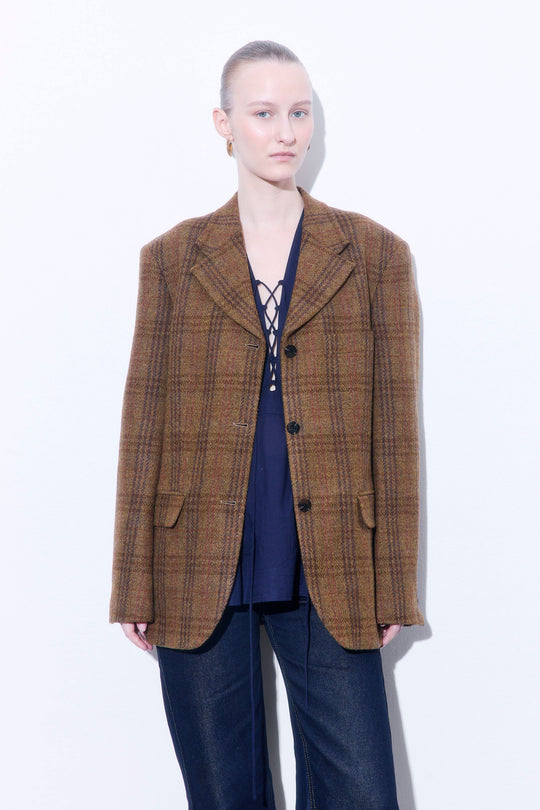 Tailored Wool Plaid Jacket