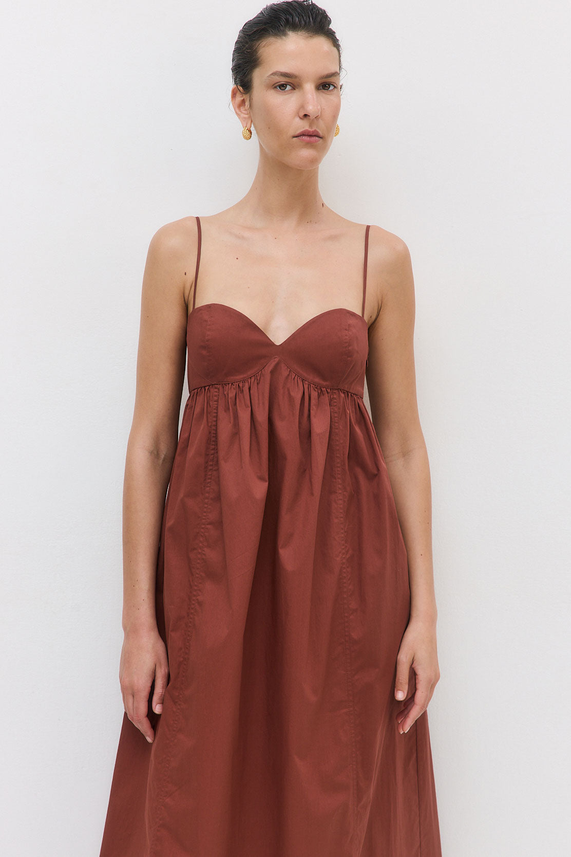 Cupped Poplin Maxi Dress