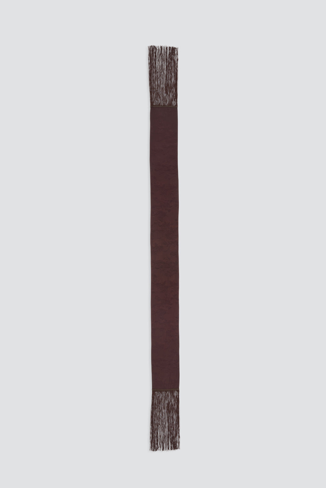 Skinny Satin Jacquard Fringe Scarf