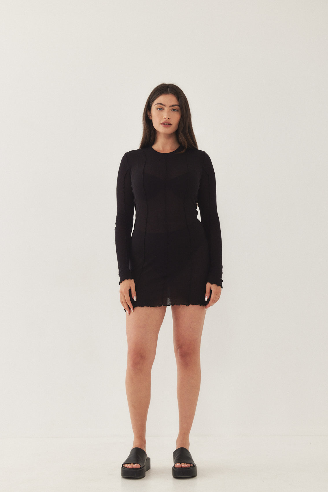Soft Curling Sheer Mini Dress - Dé Rococo