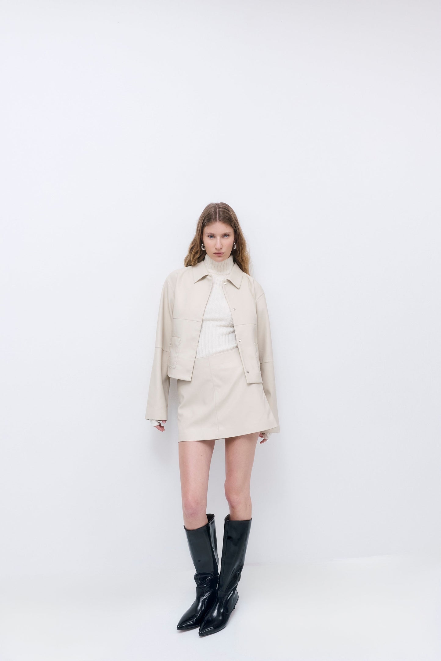 Stitch Detail Vegan Leather Jacket