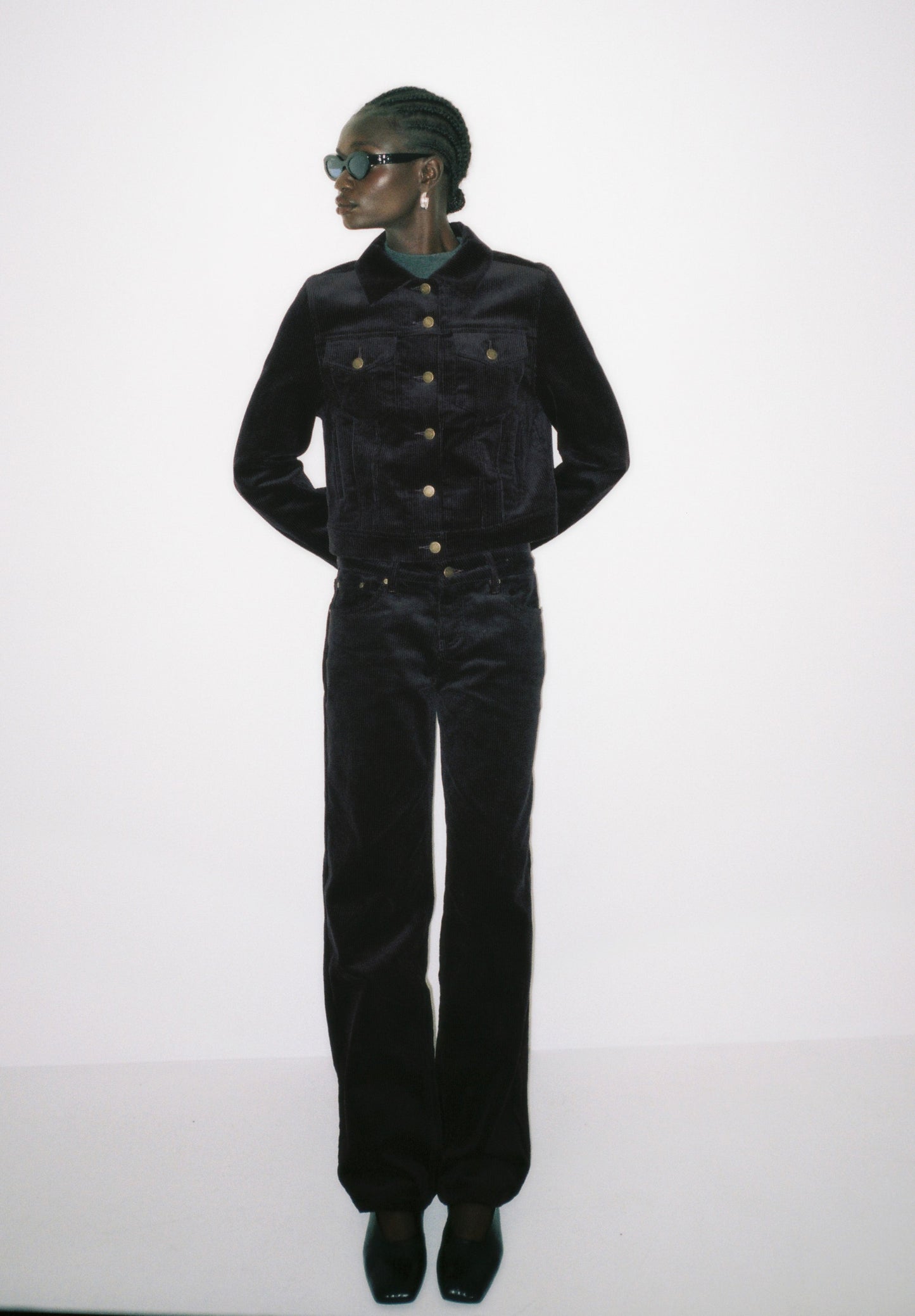 Mid Waist Corduroy Pants