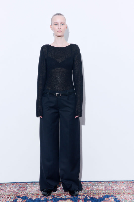 Sheer Boat Neck Long Sleeve