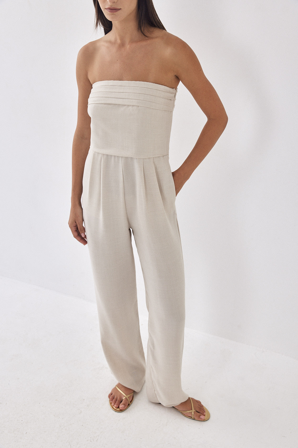 Strapless Pleat Detail Jumpsuit - Dé Rococo