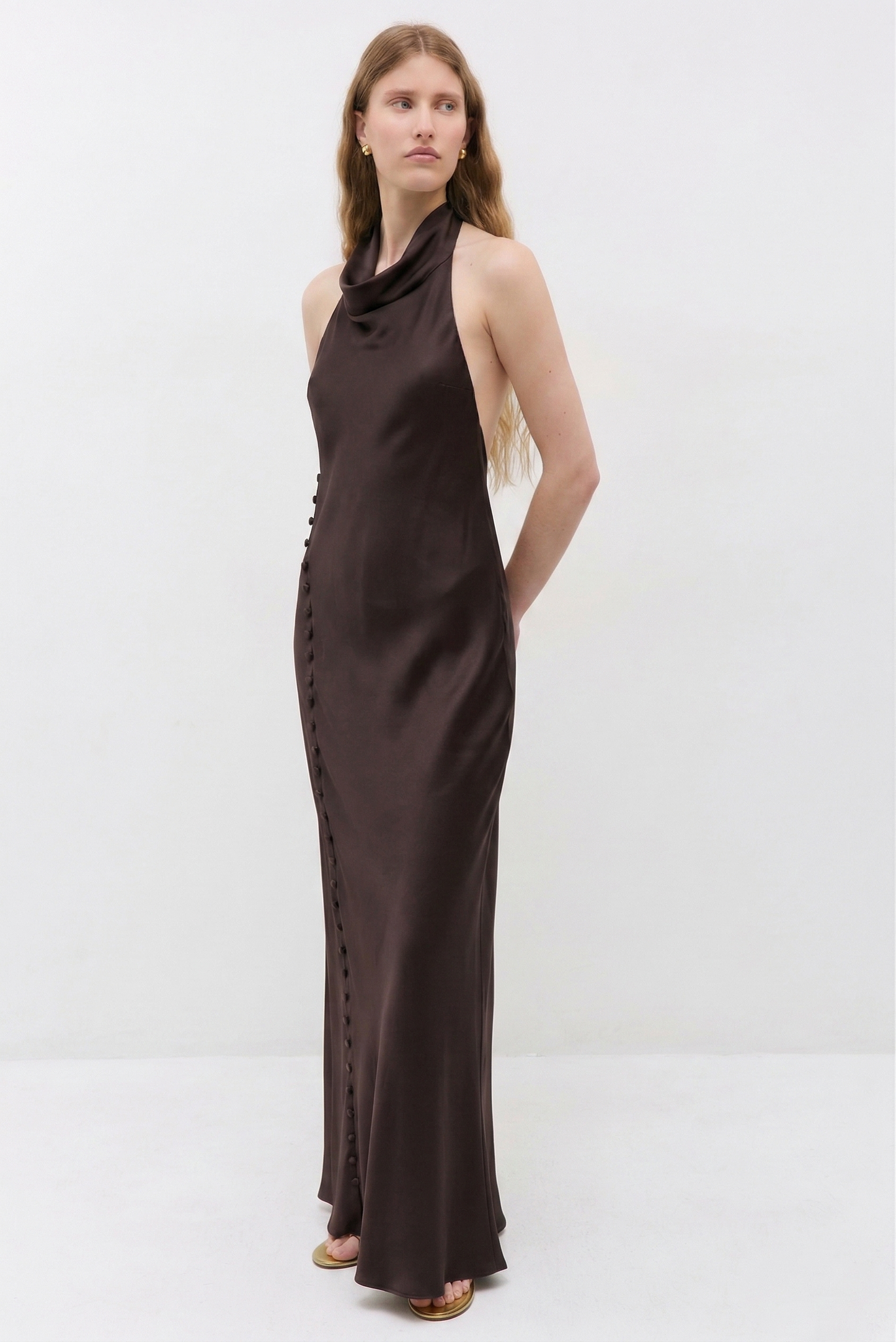 Satin Drape Maxi Dress