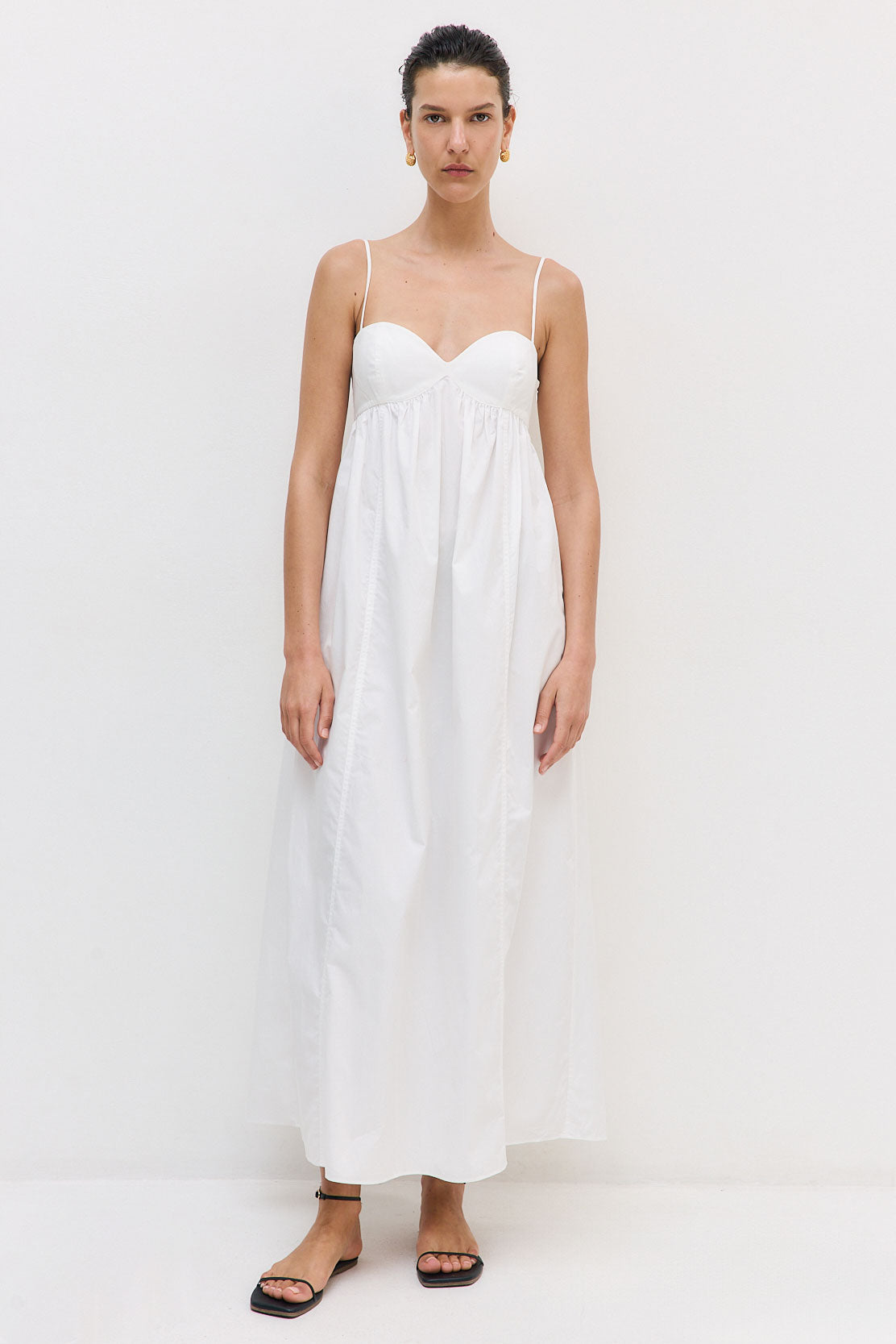 Cupped Poplin Maxi Dress