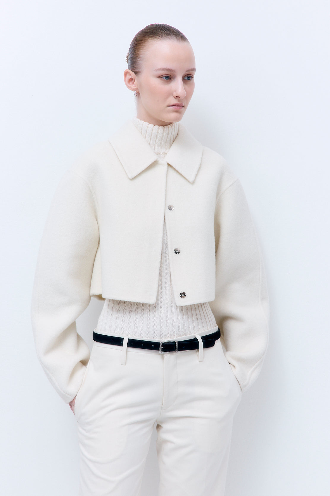 Double Wool Cropped Jacket