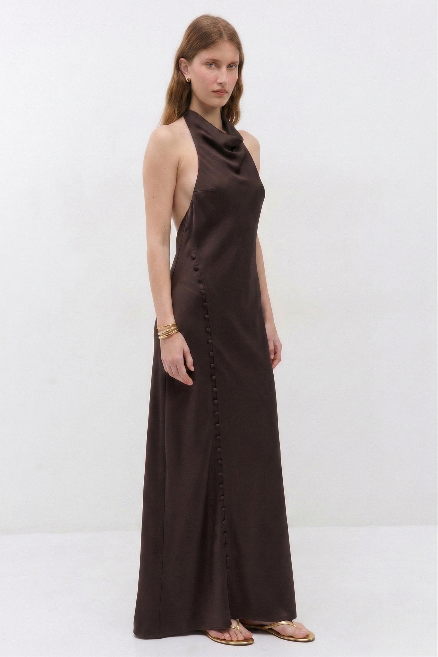 Satin Drape Maxi Dress