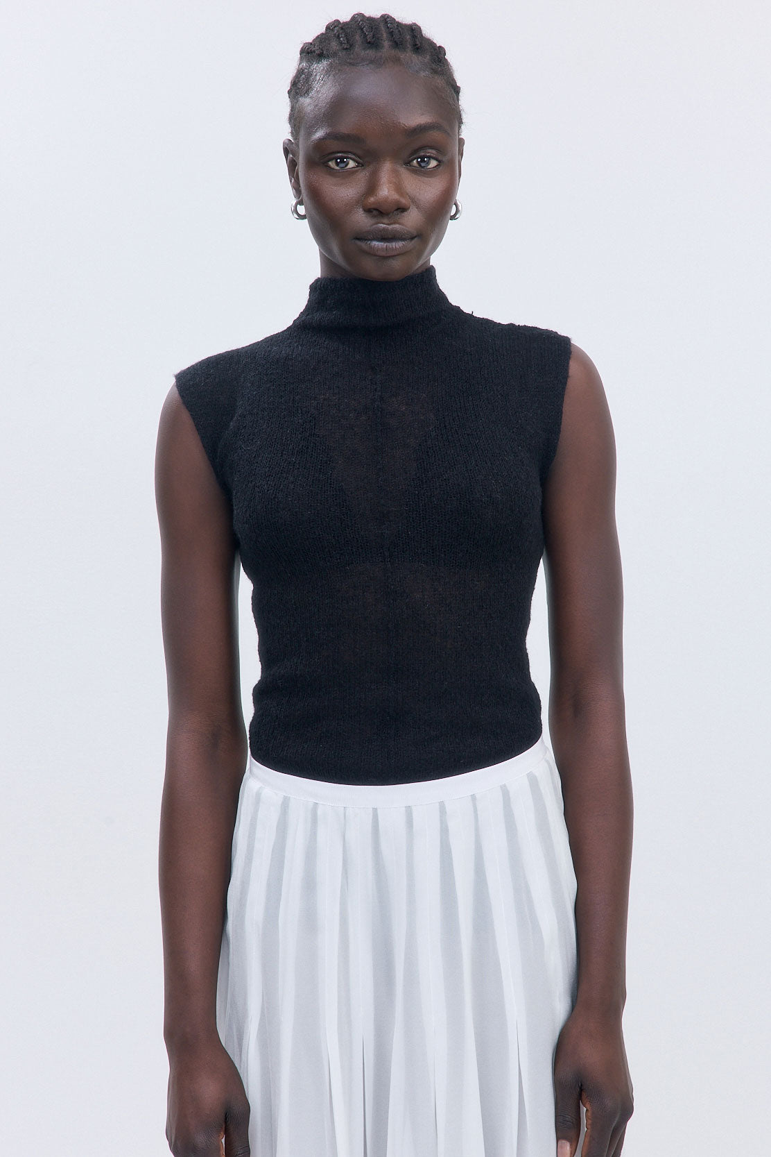 Fuzzy Sheer Mockneck Tank