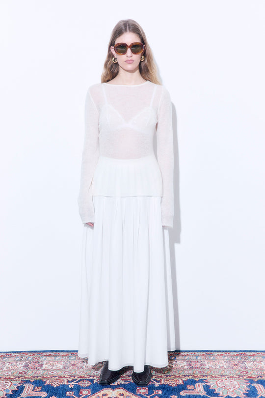 Sheer Boat Neck Long Sleeve