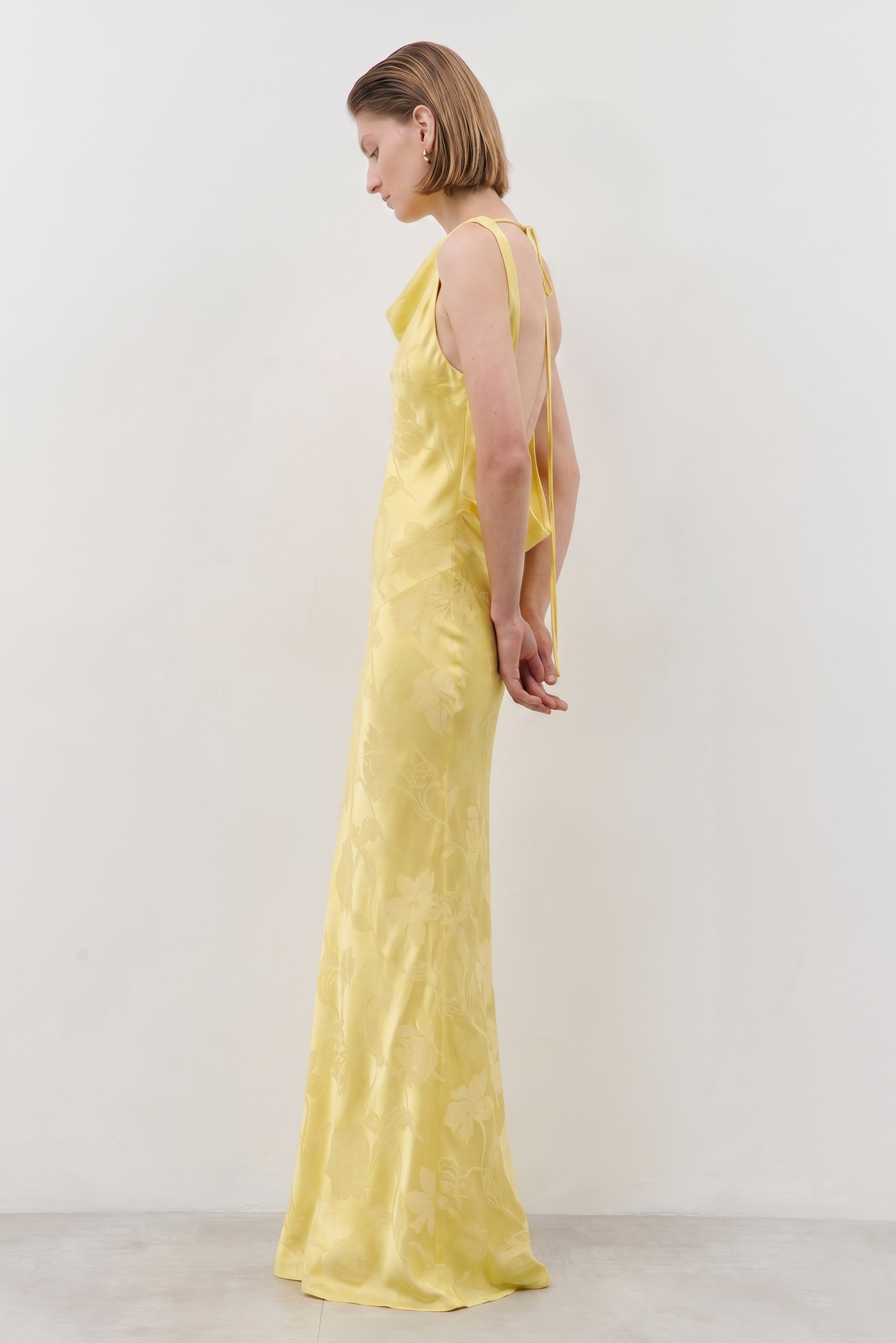 Satin Draped Back Maxi Dress