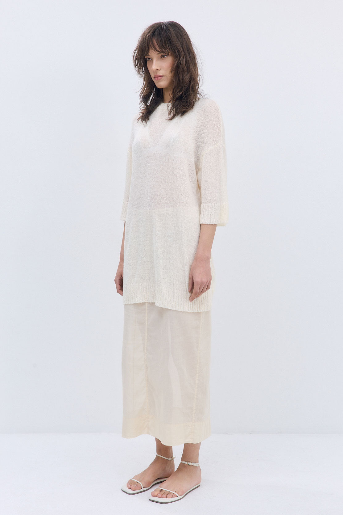 Fuzzy Sheer Oversized Long Top