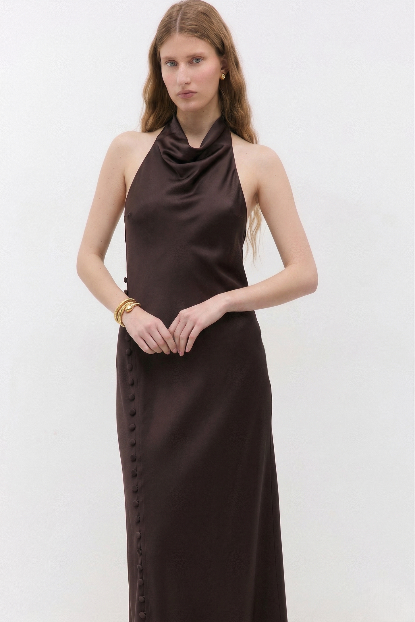 Satin Drape Maxi Dress