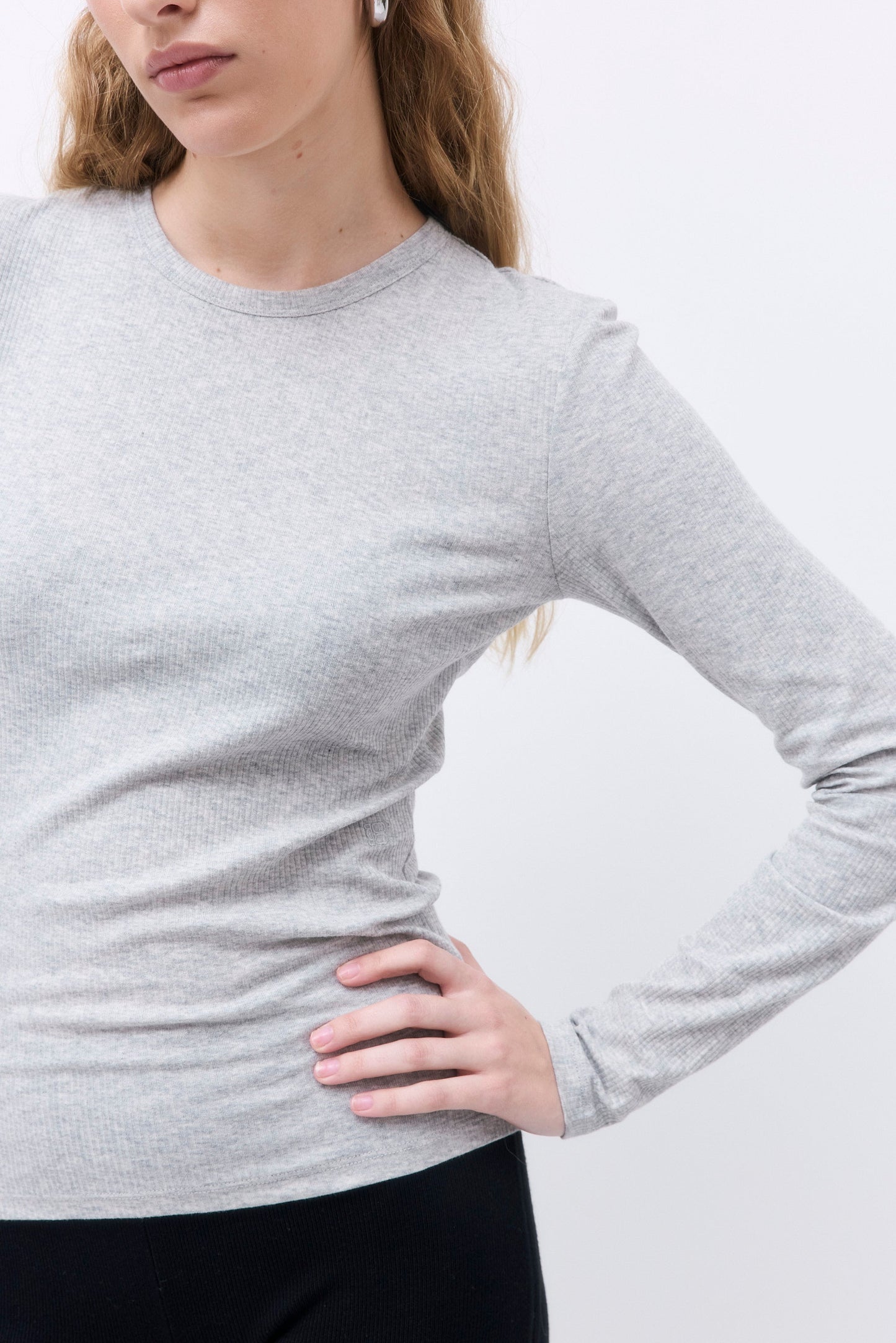 Classic Ribbed Fitted Long Sleeved T Shirt