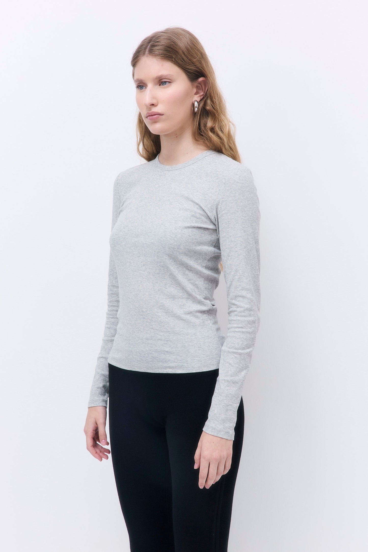 Classic Ribbed Fitted Long Sleeved T Shirt