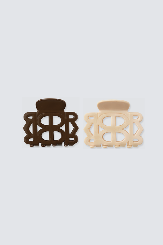 Stone x Chocolate Brown Claw Clip Set (2 pieces)