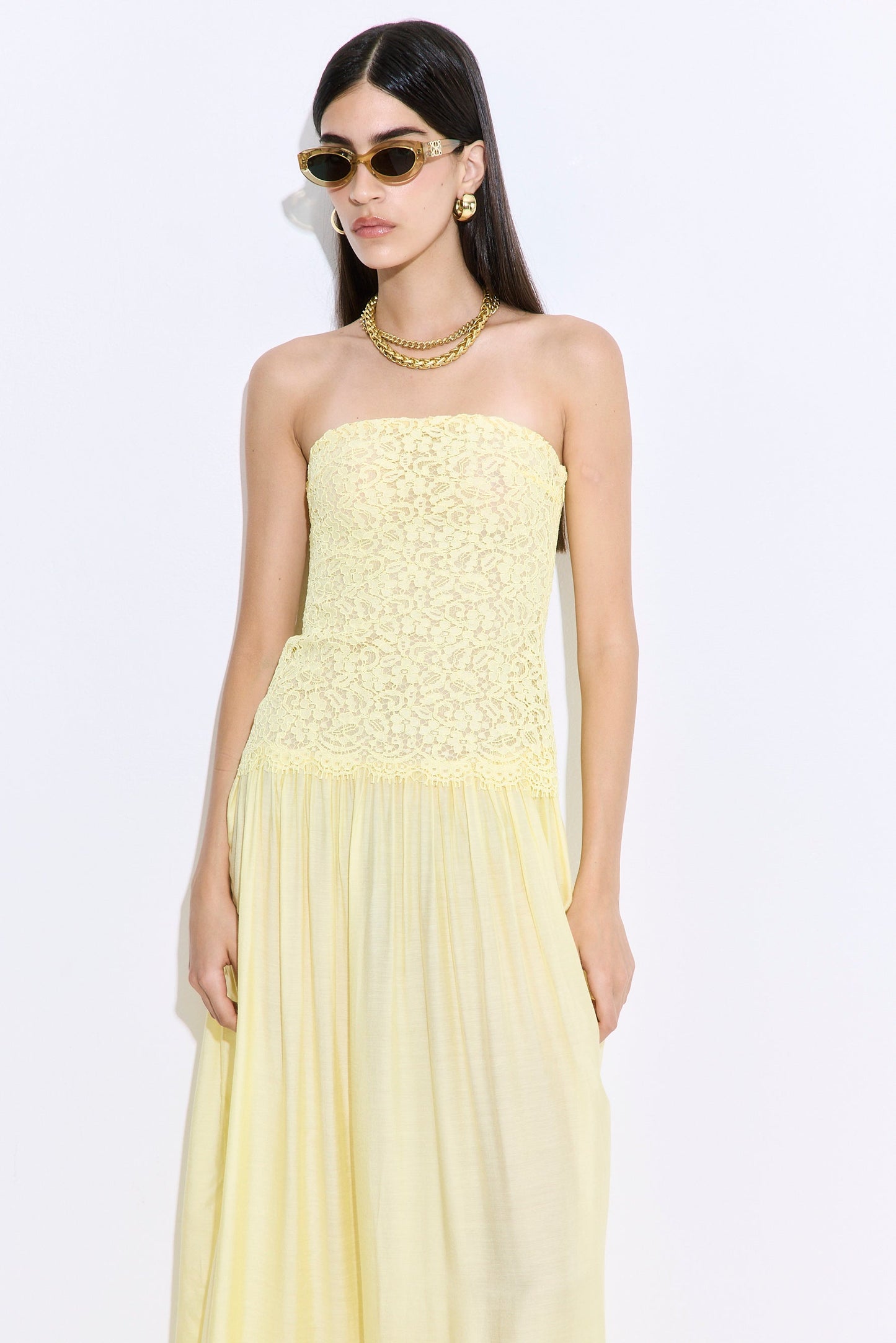 yellow drop waist dresses Womens Friends Like These x Lucy Mecklenburgh Buttermilk Yellow Sculpting Stretch Drop Waist Dress US 16