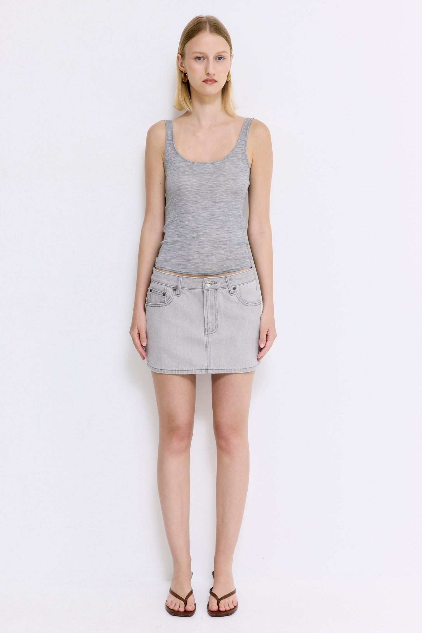 Low Rise Mini Denim Skirt