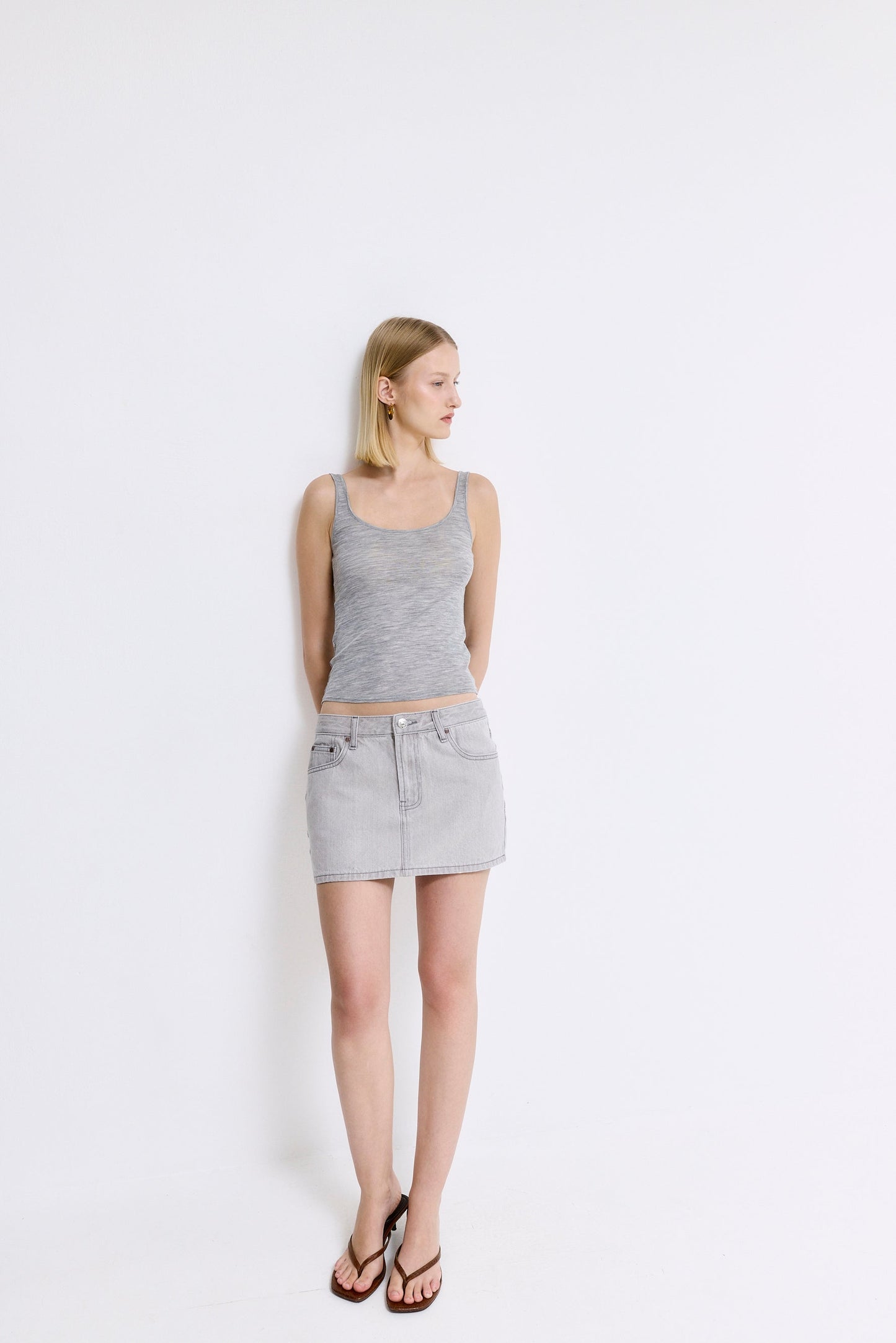 Low Rise Mini Denim Skirt