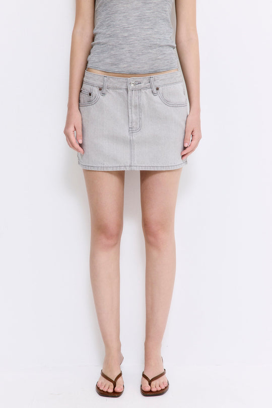 Low Rise Mini Denim Skirt