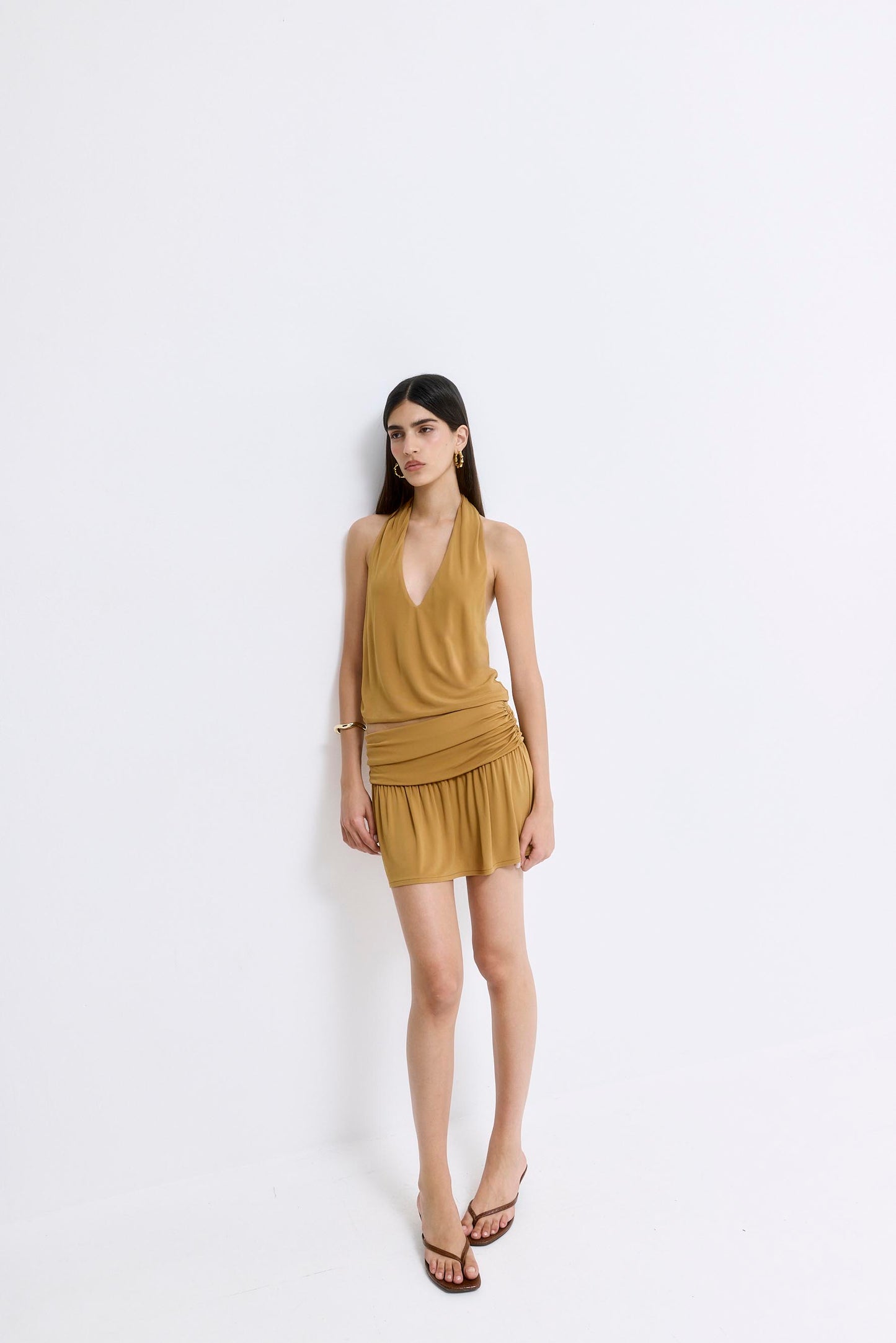 Draped Jersey Deep V Top