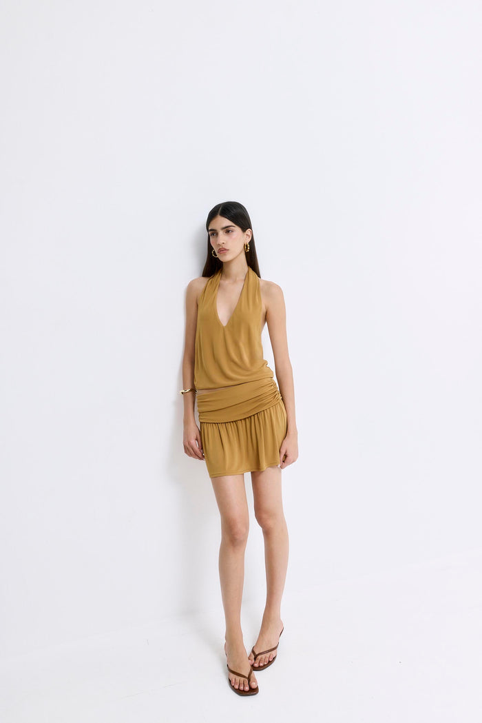 Draped Jersey Deep V Top
