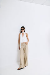 Draped Jersey Deep V Top