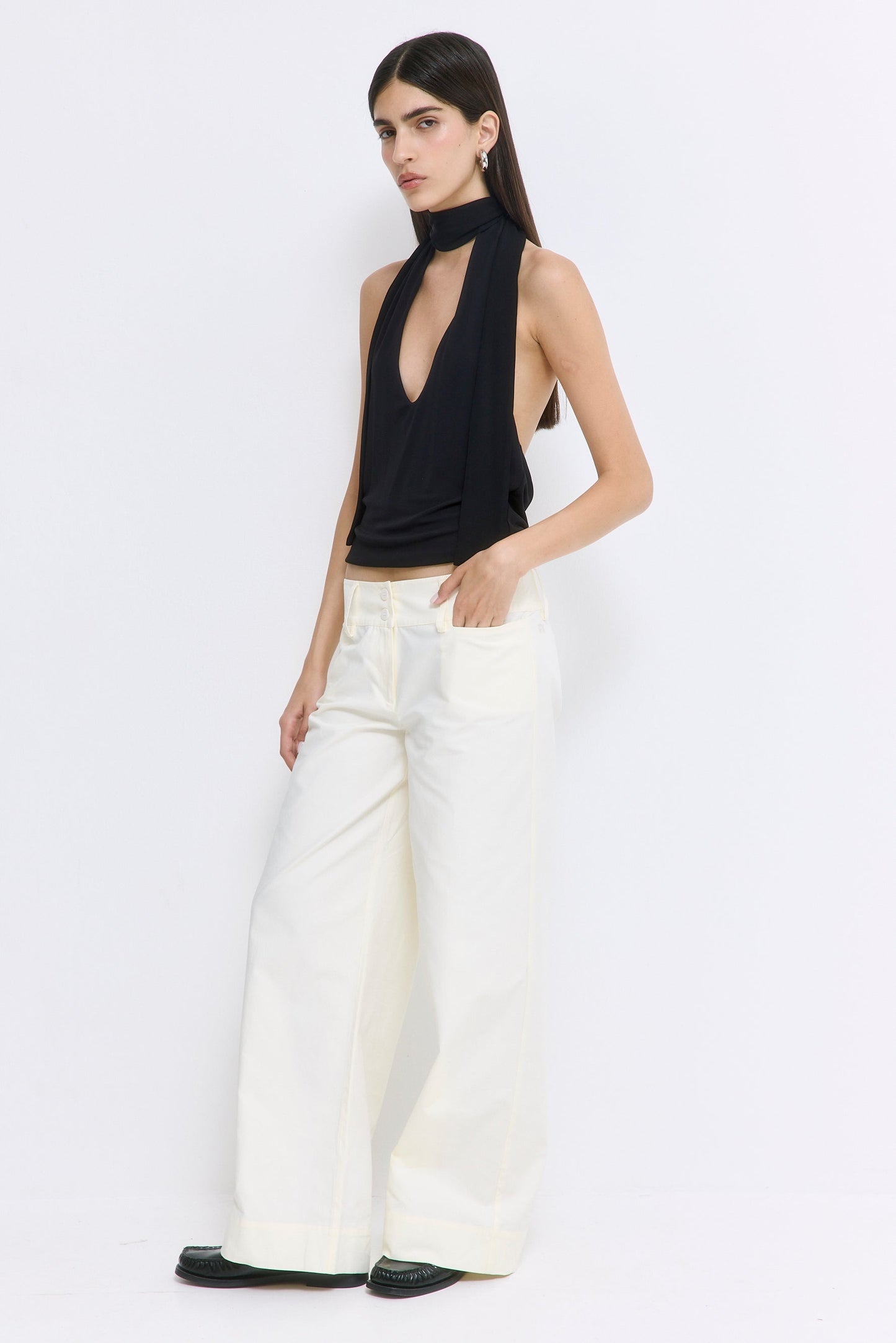 Draped Jersey Deep V Top