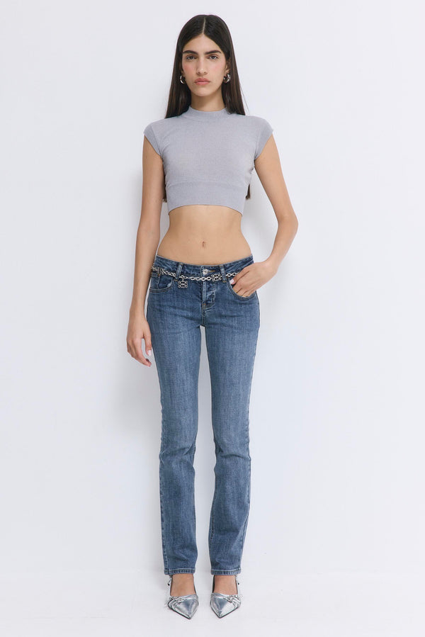 Cropped Sheer Sleeveless Knit
