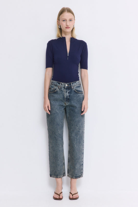 No.5| High Waist Straight Cropped Denim