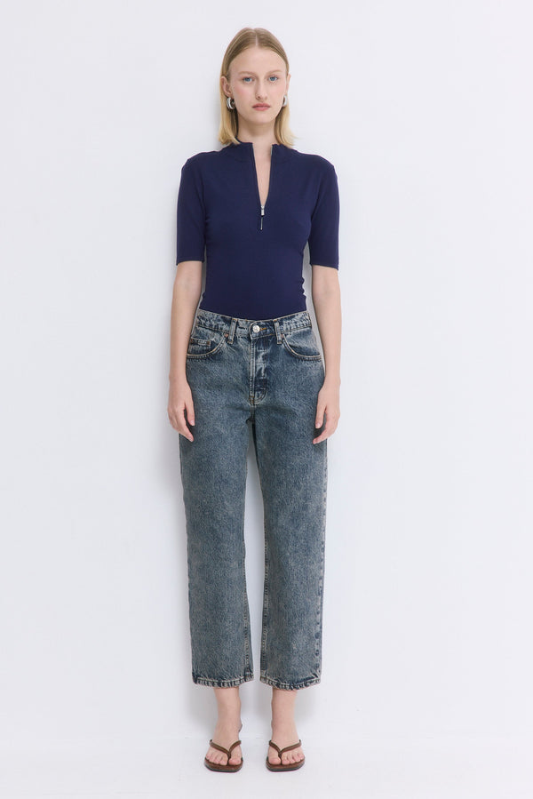 No.5| High Waist Straight Cropped Denim