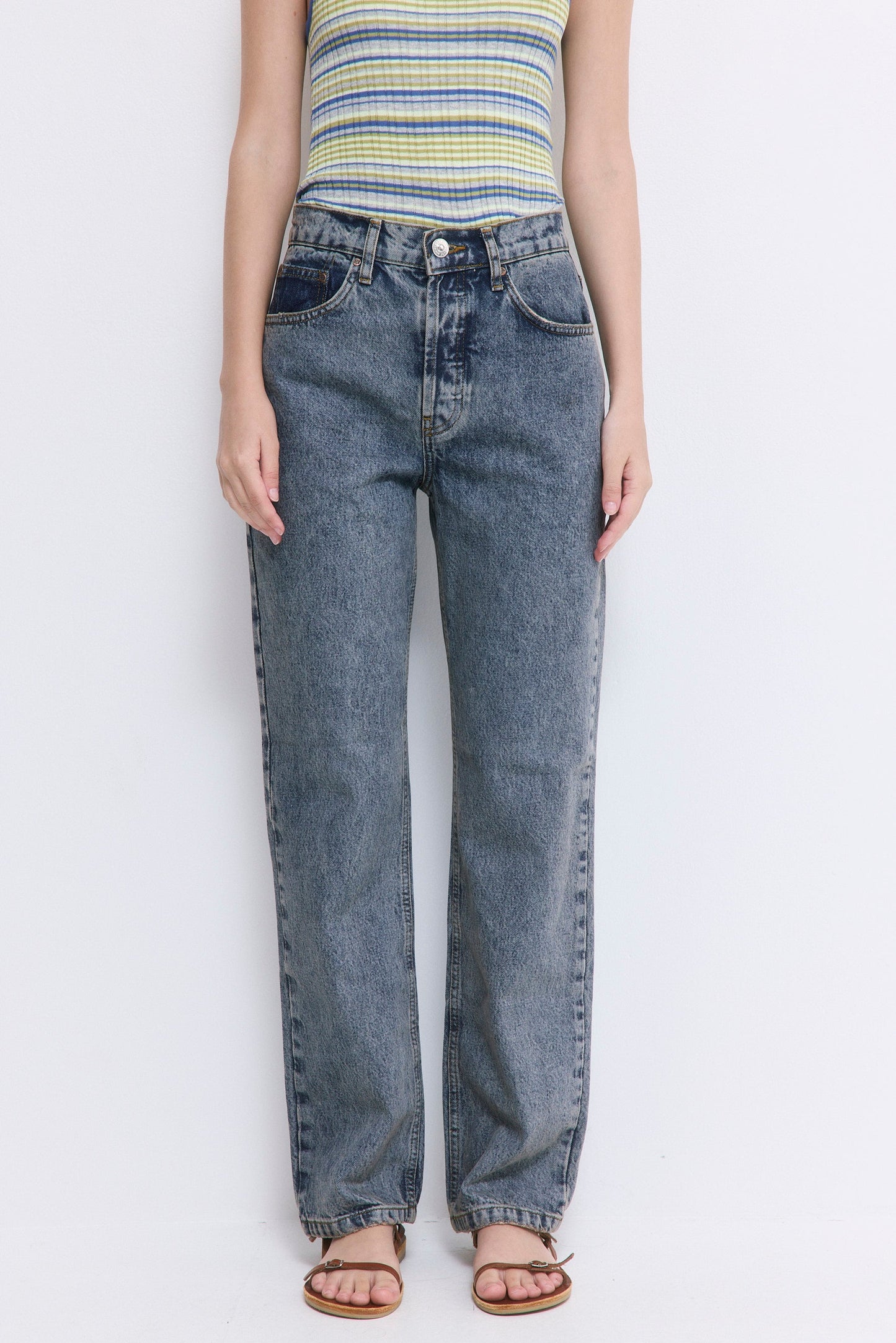 No.6| High Waisted Straight Full Length Denim - Dé Rococo