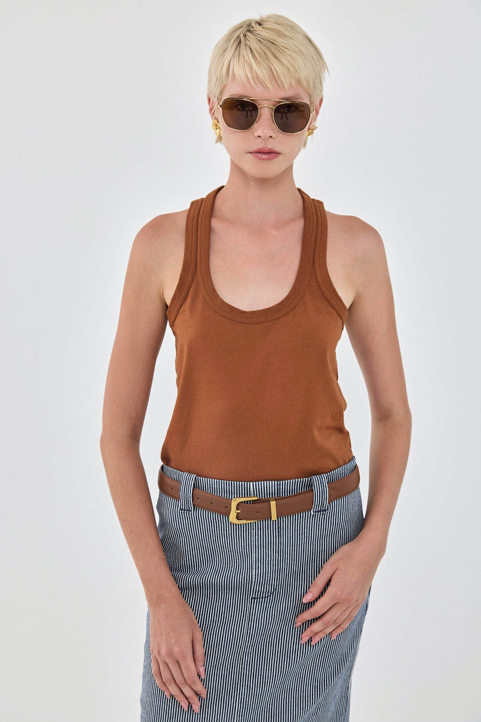 Heavy Cotton Deep Scoop Tank Top