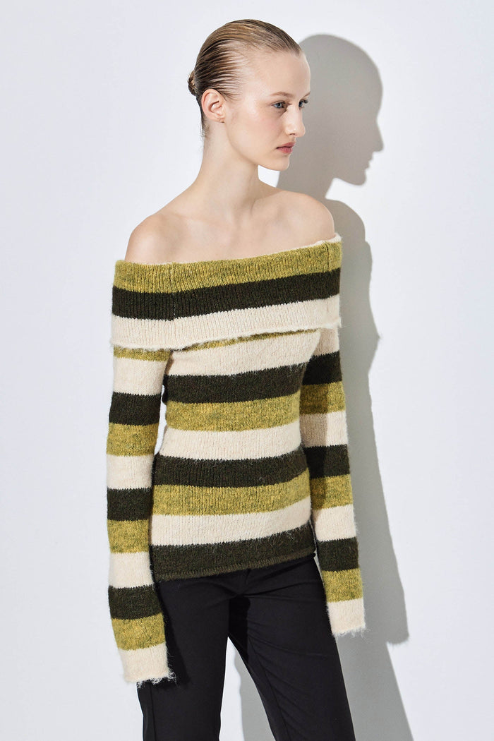 Off Shoulder Fuzzy Knit