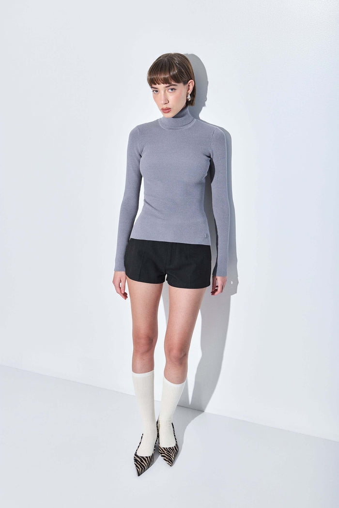 Ribbed Turtleneck Top