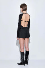 Knitted Open Back Buckled Top