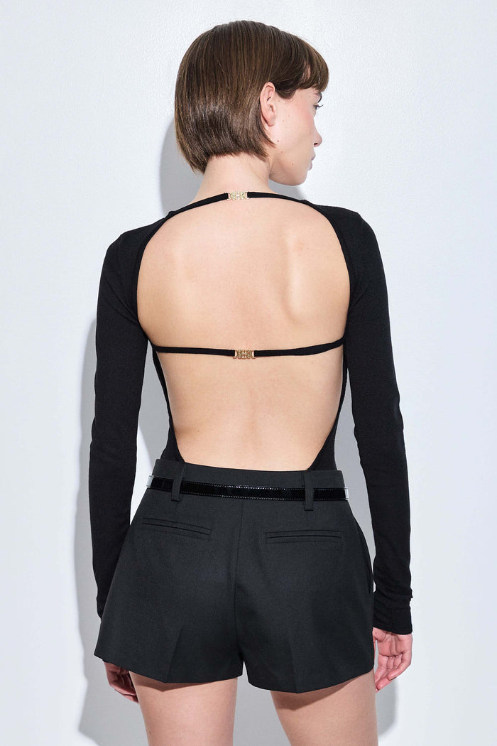 Knitted Open Back Buckled Top