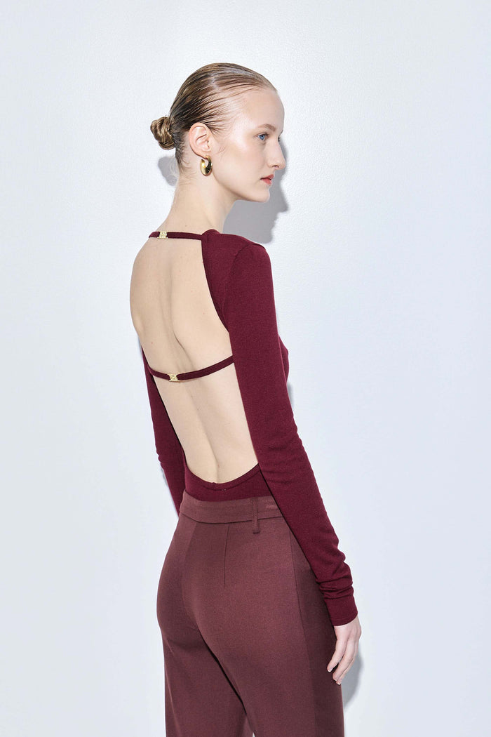 Knitted Open Back Buckled Top