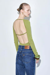 Knitted Open Back Buckled Top