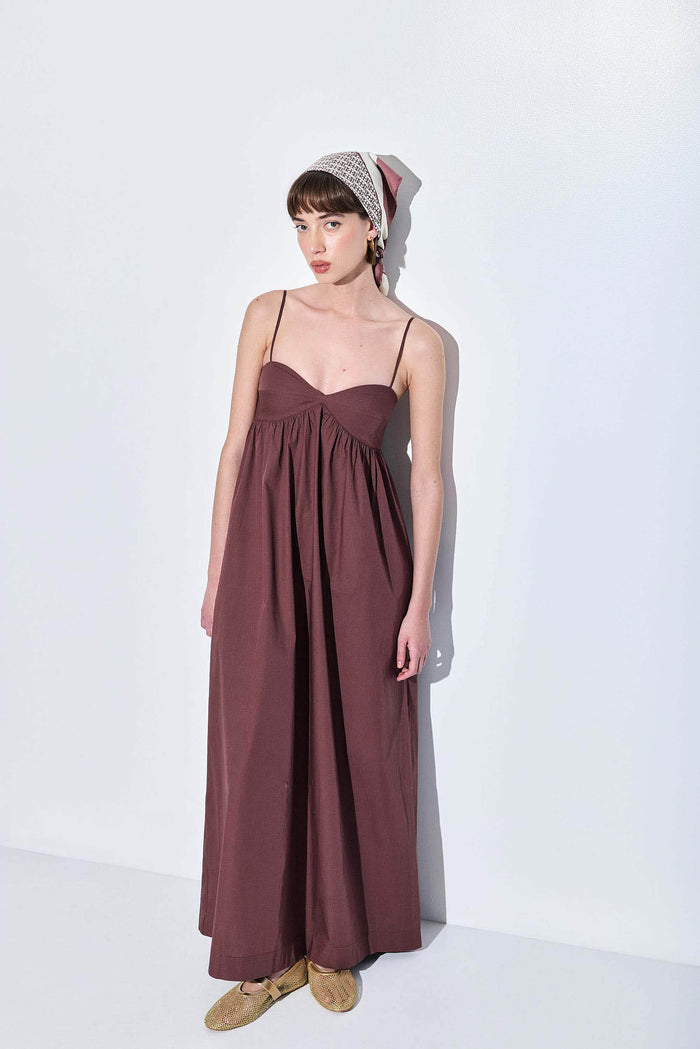 Cup Detail Poplin Maxi Dress