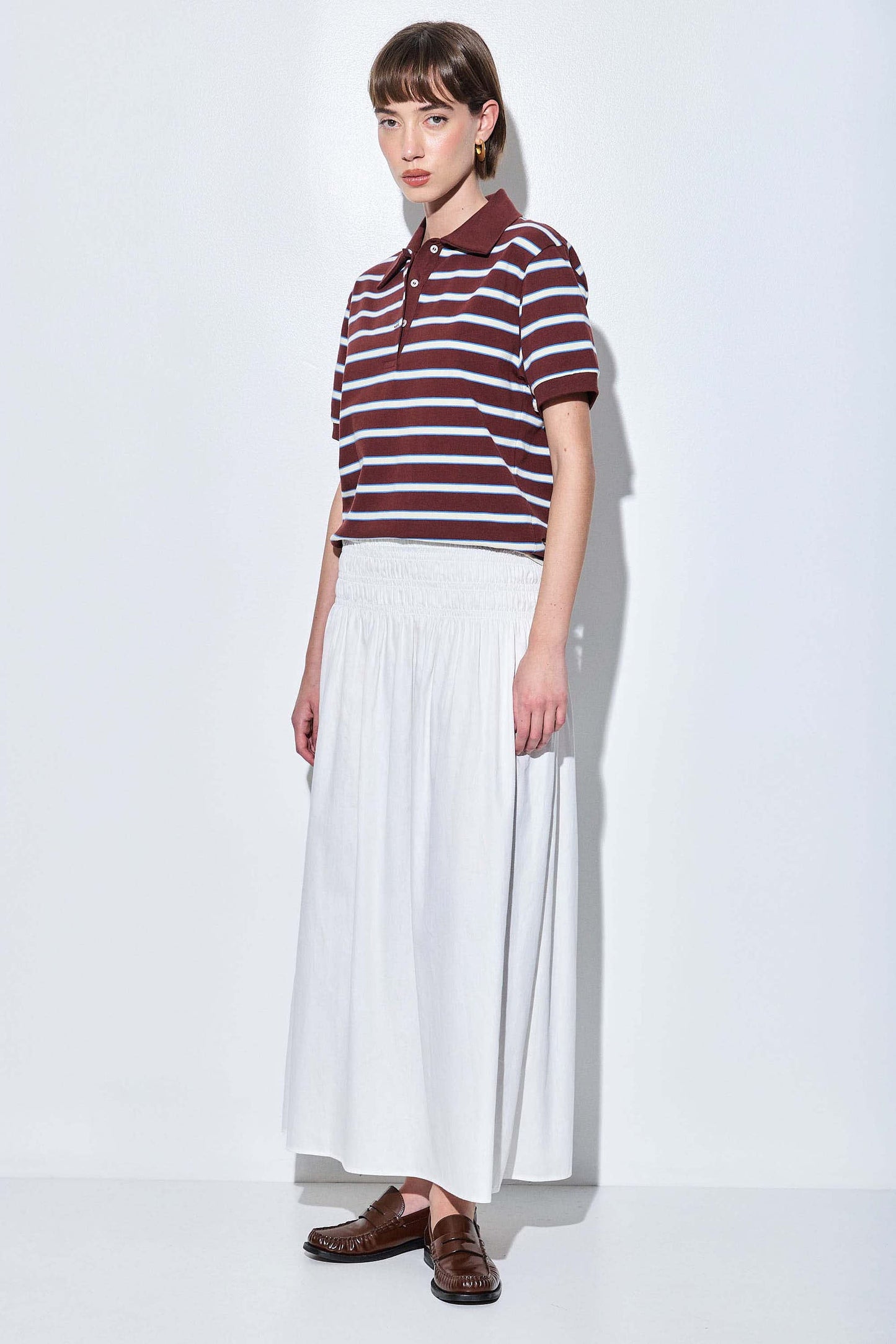 Shirred Waist Maxi Skirt