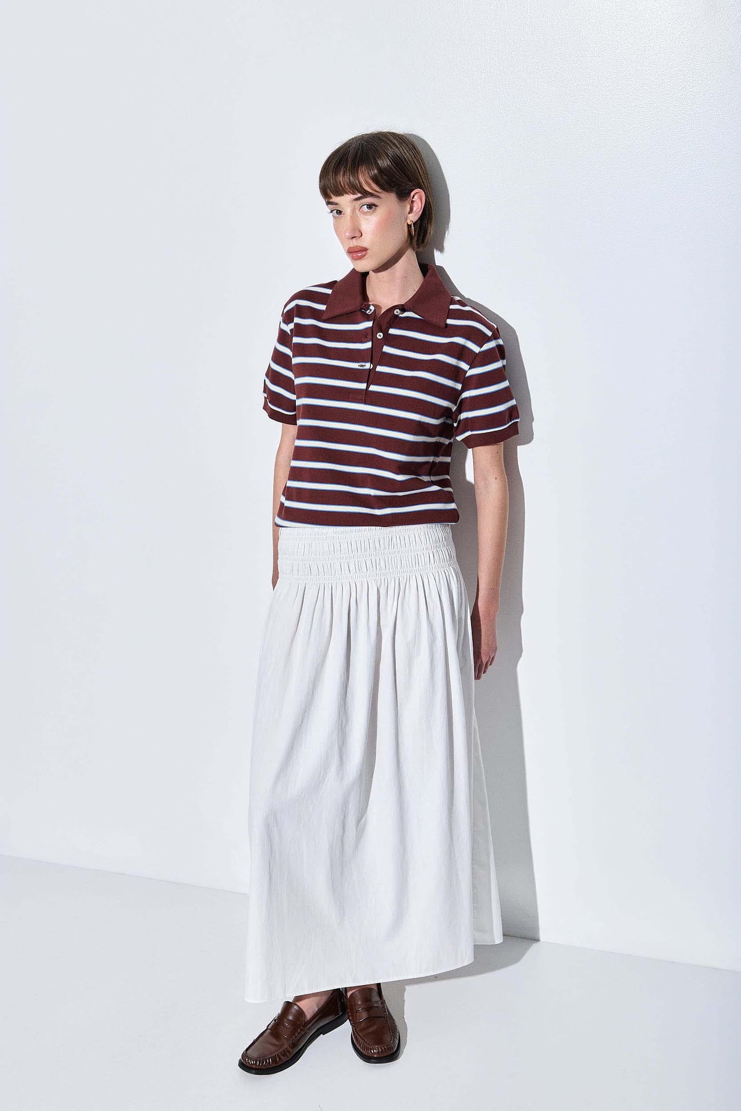 Shirred Waist Maxi Skirt
