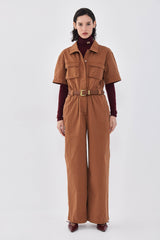 Short Sleeved Cargo Jumpsuit