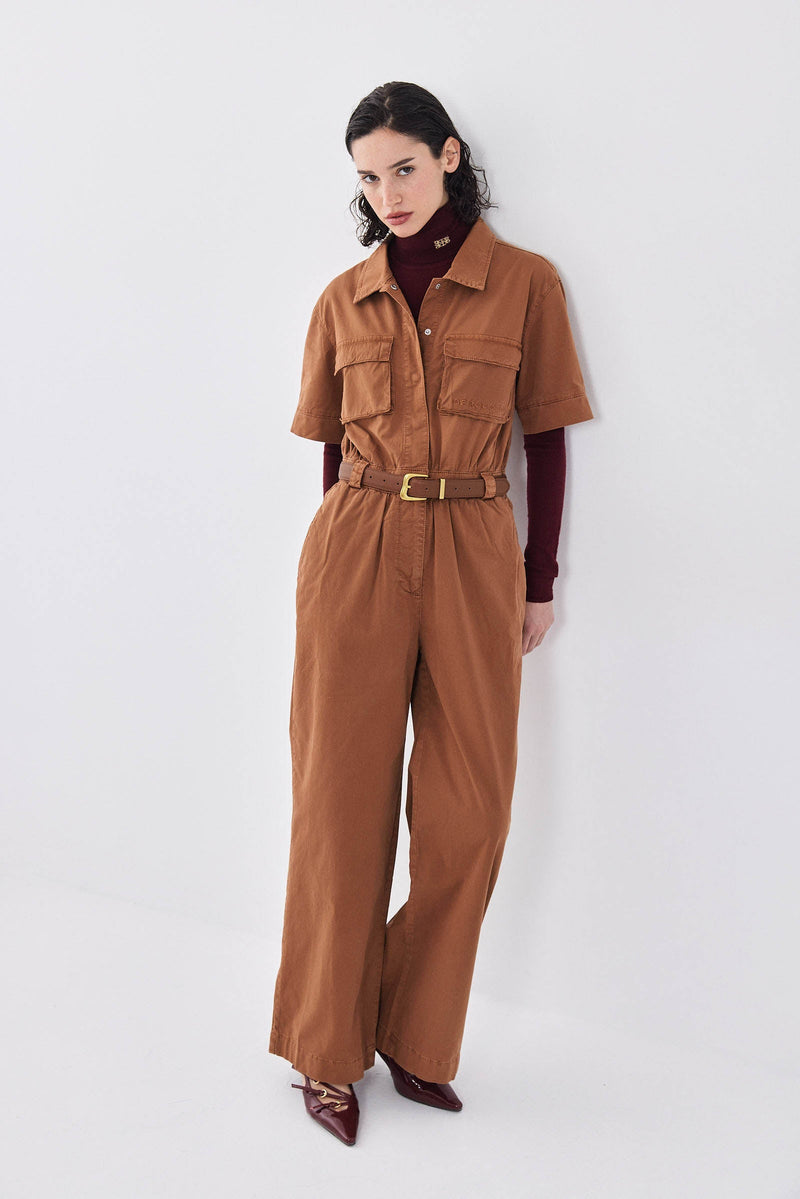 Short Sleeved Cargo Jumpsuit