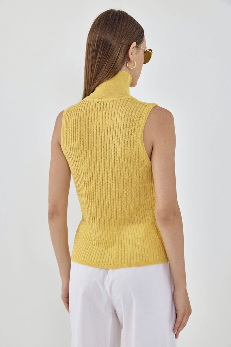 Knit Sleeveless Turtleneck Top