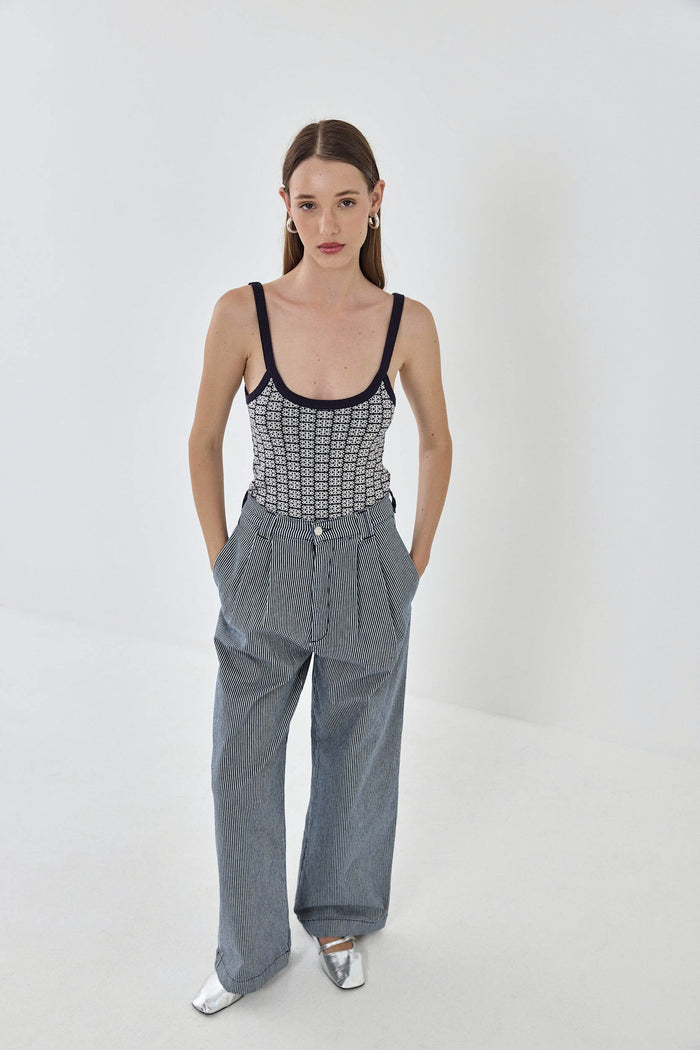 Drill Cotton Wide Leg Pants