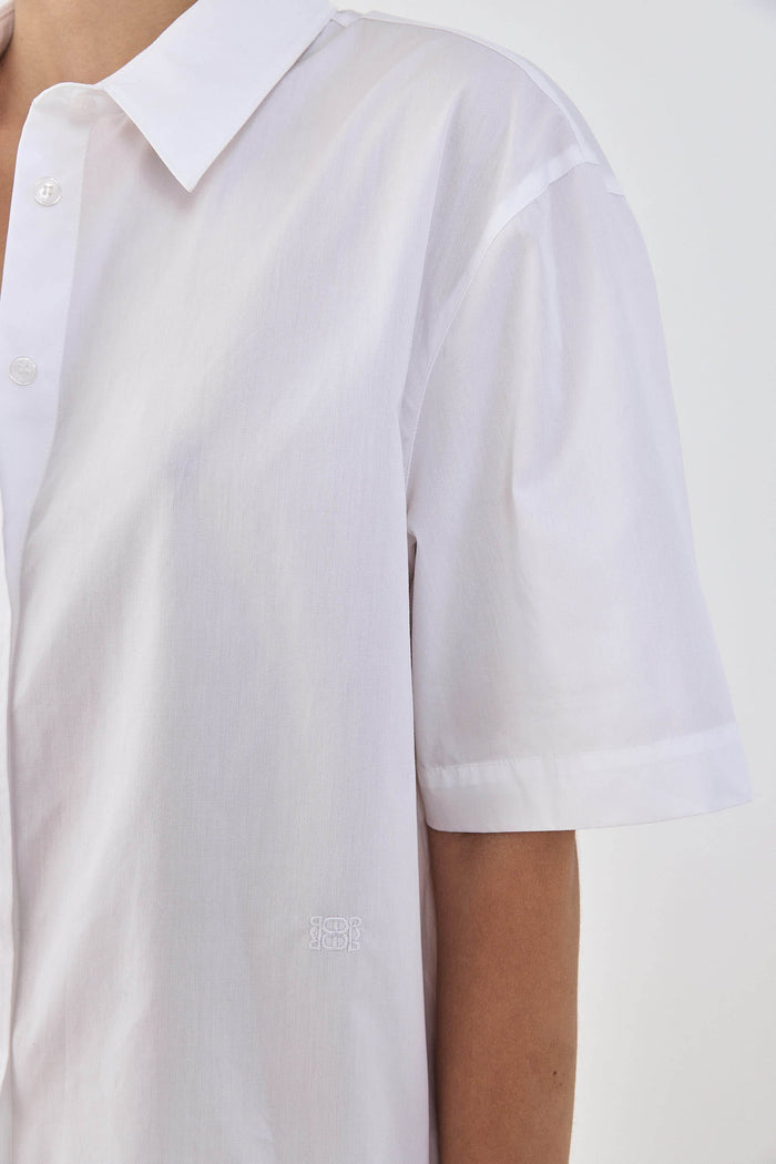 Short Sleeved Poplin Button Down Shirt