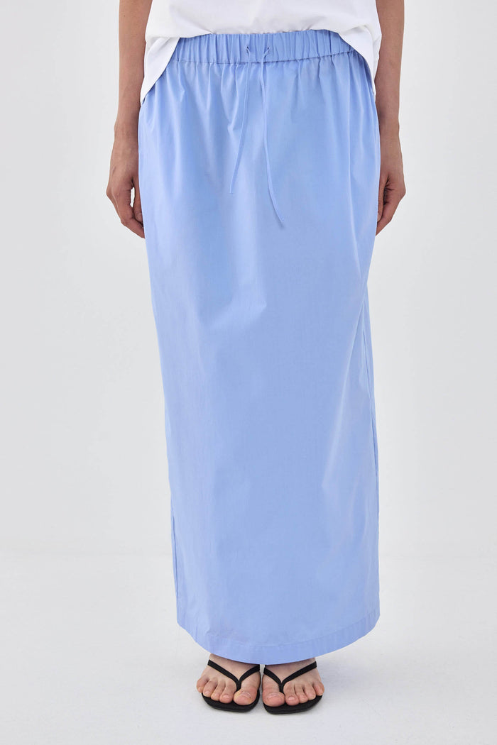 Poplin Gathered Maxi Skirt